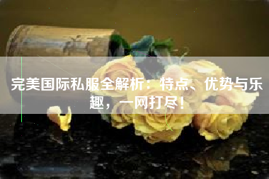 完美国际私服全解析：特点、优势与乐趣，一网打尽！  第1张