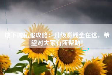 地下城私服攻略：升级赚钱全在这，希望对大家有所帮助！